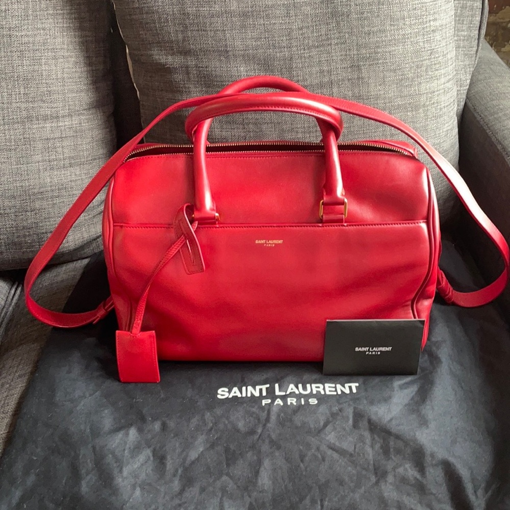 YVES SAINT LAURENT
Red Calfskin Leather Duffle